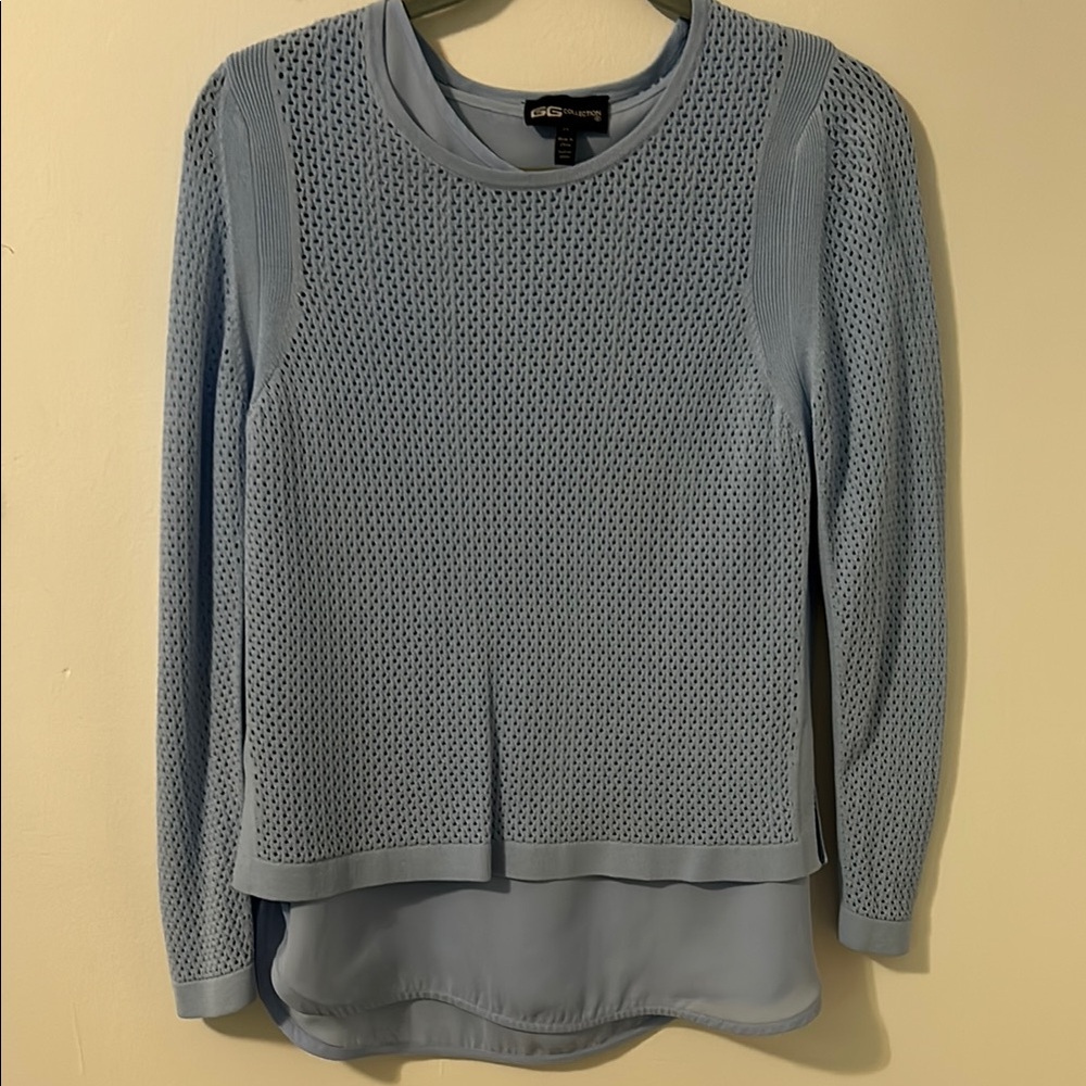 GG Collection Blue Knit Long Sleeve Top